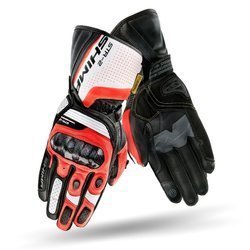 Motorcycle sport gloves SHIMA STR-2 white/black/red