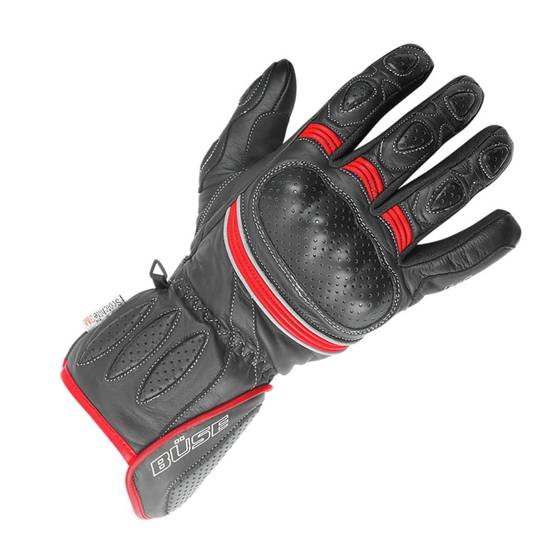 Motorcycle Gloves BUSE Pit Lane black/fluo red