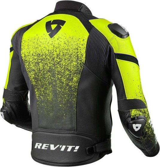 Motorcycle Leather Jacket REVIT Quantum black/neon