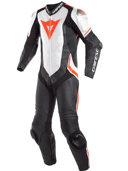 Motorcycle Leather Suit DAINESE LAGUNA SECA 4 PERFORATED 1 PC white black