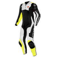 Motorcycle Leather Suit DAINESE ASSEN 2 1 PC. PERF. white/yellow