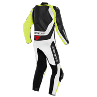 Motorcycle Leather Suit DAINESE ASSEN 2 1 PC. PERF. white/yellow