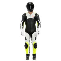 Motorcycle Leather Suit DAINESE ASSEN 2 1 PC. PERF. white/yellow