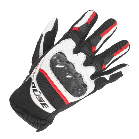 Motorcycle Gloves BUSE Safe Ride black/white/red